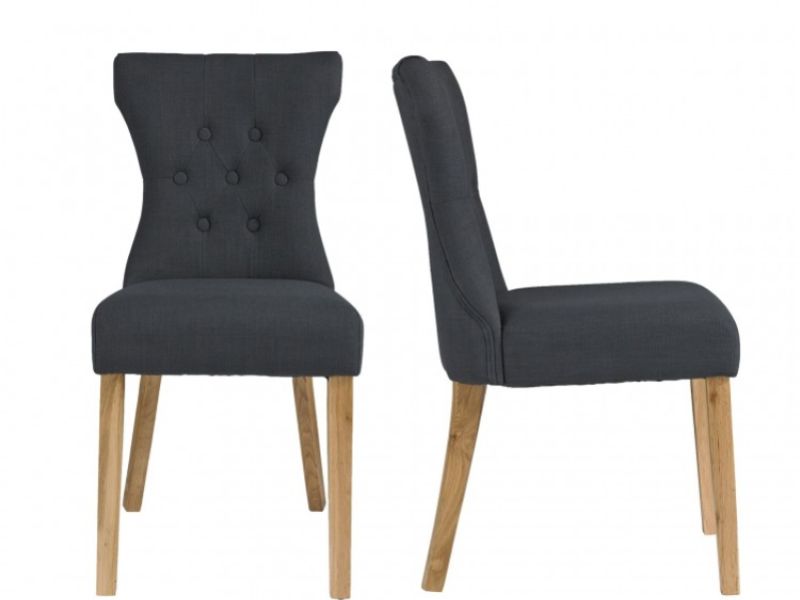 LPD Naples Pair Of Grey Fabric Dining Chairs