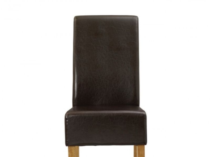 LPD Padstow Pair Of Brown Faux Leather Dining Chairs