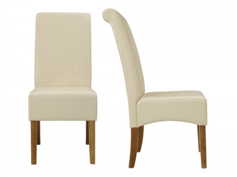 Faux Leather Dining Chairs By Lpd Furniture, Cream Leather Kitchen Chairs