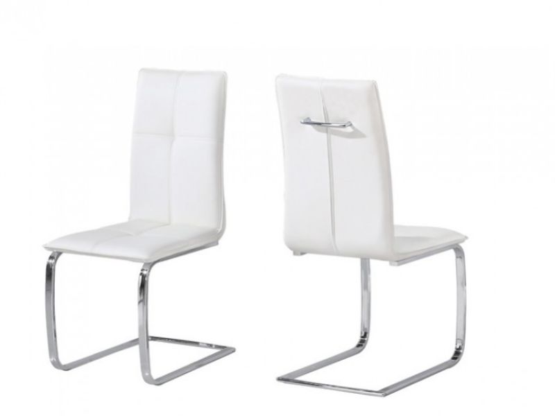 LPD Opus Pair Of White Faux Leather Dining Chairs