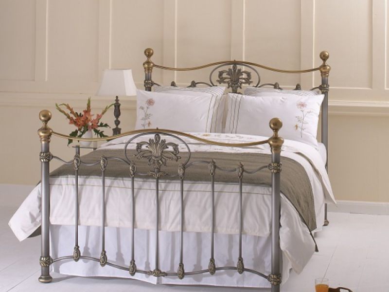 OBC Camolin 5ft Kingsize Silver Patina Metal Bed Frame