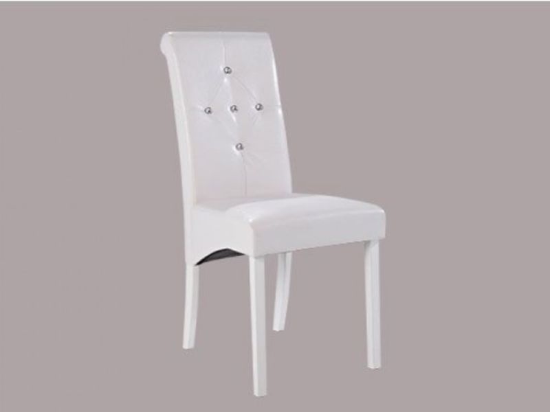 LPD Monroe Pair Of White Faux Leather Dining Chairs
