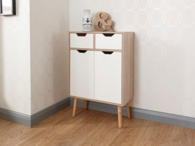 GFW Stockholm 2 Door 2 Drawer Cabinet in White Oak Effect