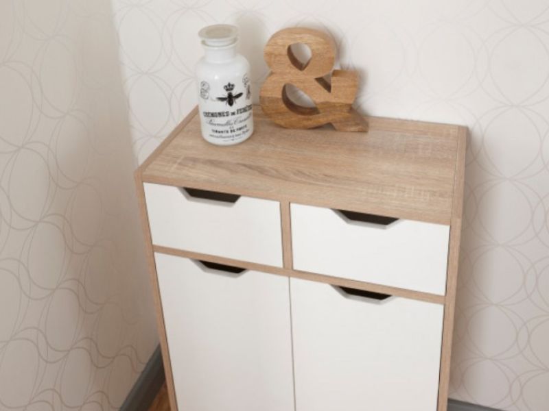 GFW Stockholm 2 Door 2 Drawer Cabinet in White Oak Effect