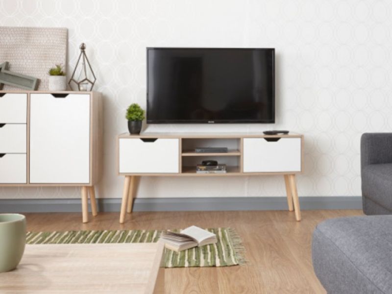 GFW Stockholm TV Cabinet in White Oak Effect