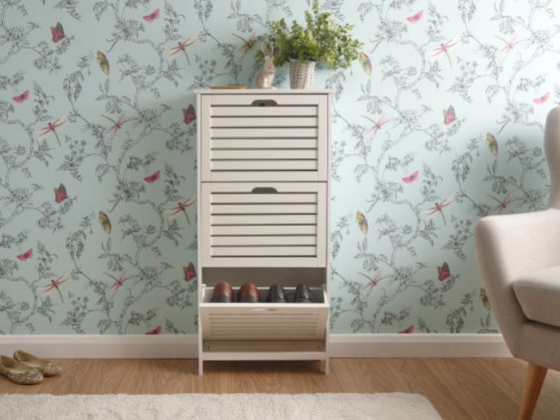 GFW Bergen Three Tier Shoe Cabinet in White