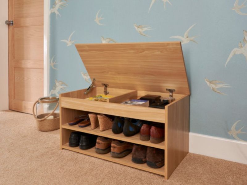 GFW Budget Shoe Cabinet in Oak Finish