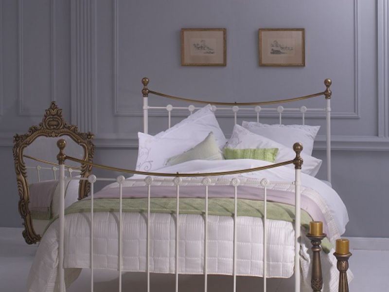 OBC Carrick 3ft Single White With Brass Metal Bed Frame