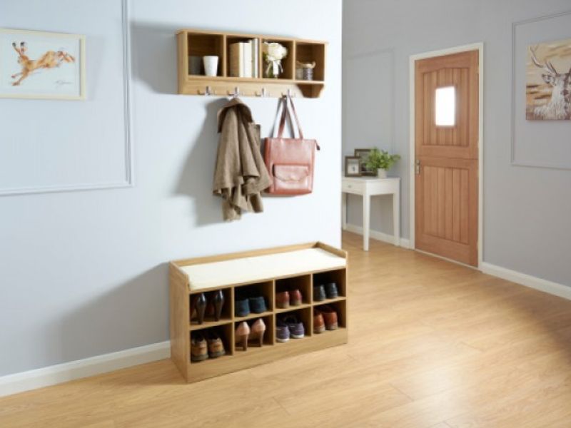 GFW Kempton Shoe Bench In Oak Effect