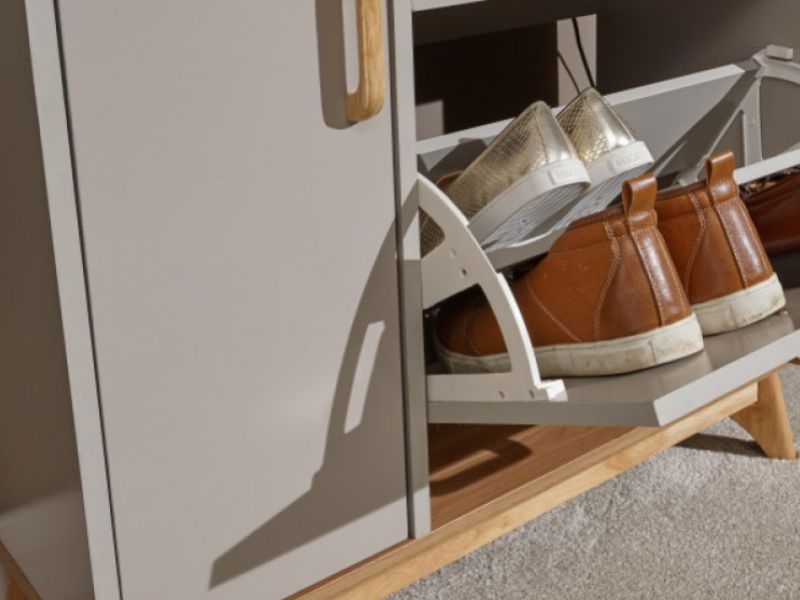 GFW Nordica Shoe and Boot Cabinet in Oak and Grey