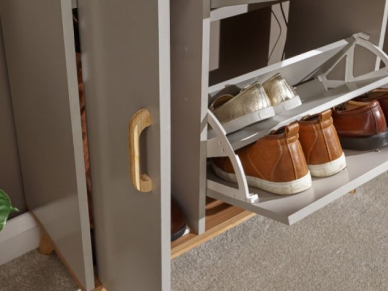 GFW Nordica Shoe and Boot Cabinet in Oak and Grey