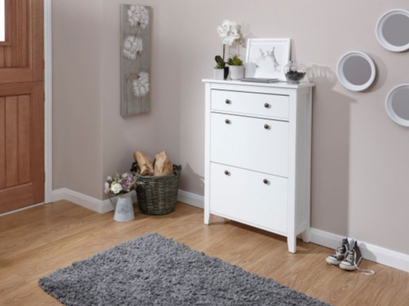 GFW Deluxe Two Tier Shoe Cabinet in White