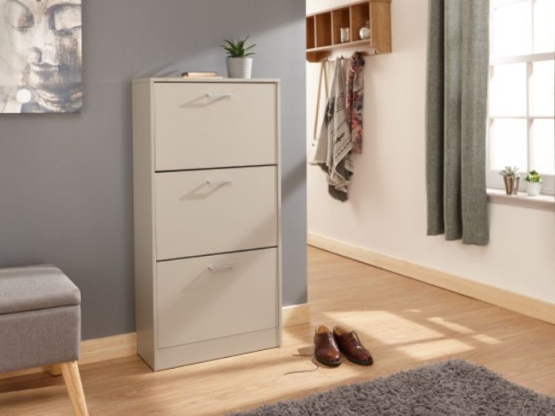 GFW Stirling Three Tier Shoe Cabinet in Grey