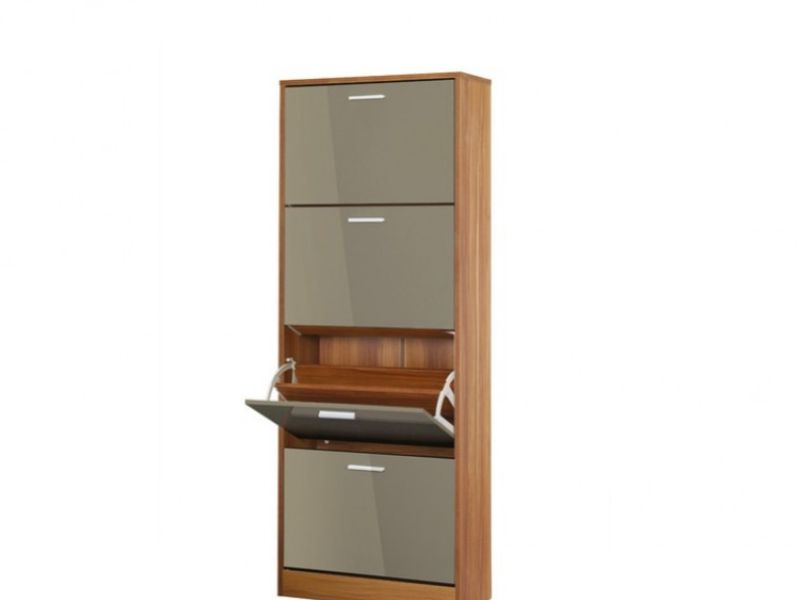 LPD Strand 4 Drawer Shoe Cabinet In Grey Gloss