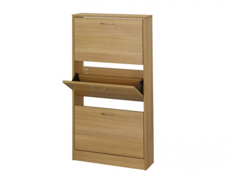 LPD Nova 3 Drawer Shoe Cabinet In An Oak Finish