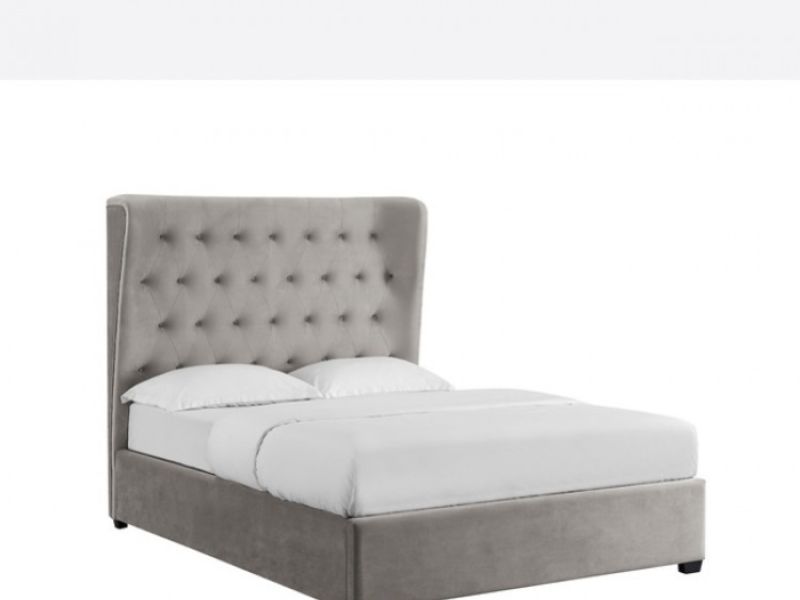 LPD Belgravia 5ft Kingsize Grey Fabric Ottoman Bed Frame