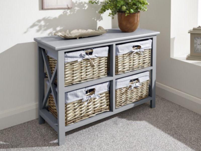 GFW Padstow Low 2 Pus 2 Drawer Chest in Grey