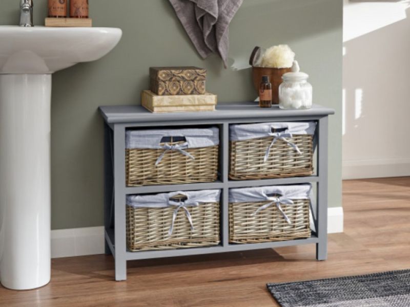 GFW Padstow Low 2 Pus 2 Drawer Chest in Grey