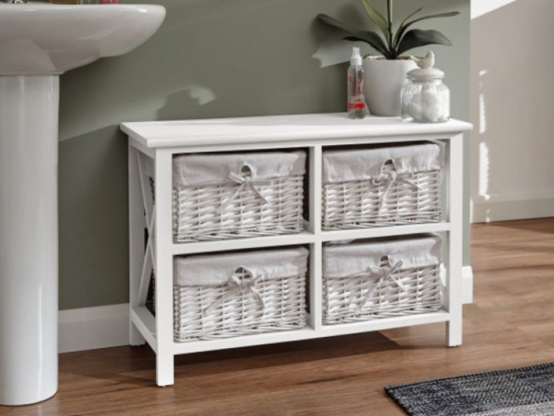 GFW Padstow Low 2 Pus 2 Drawer Chest in White