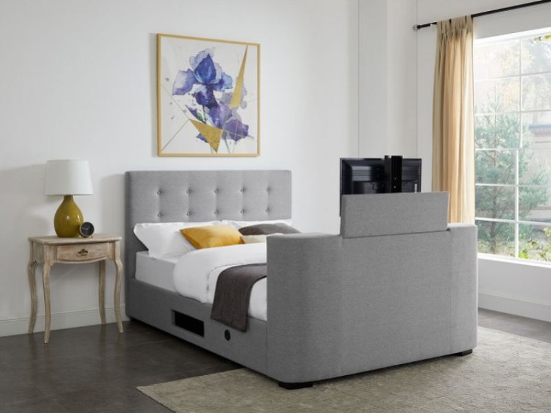 LPD Mayfair 4ft6 Double Grey Fabric TV Bed