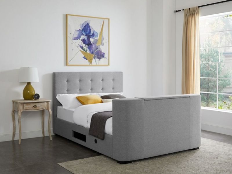 LPD Mayfair 4ft6 Double Grey Fabric TV Bed