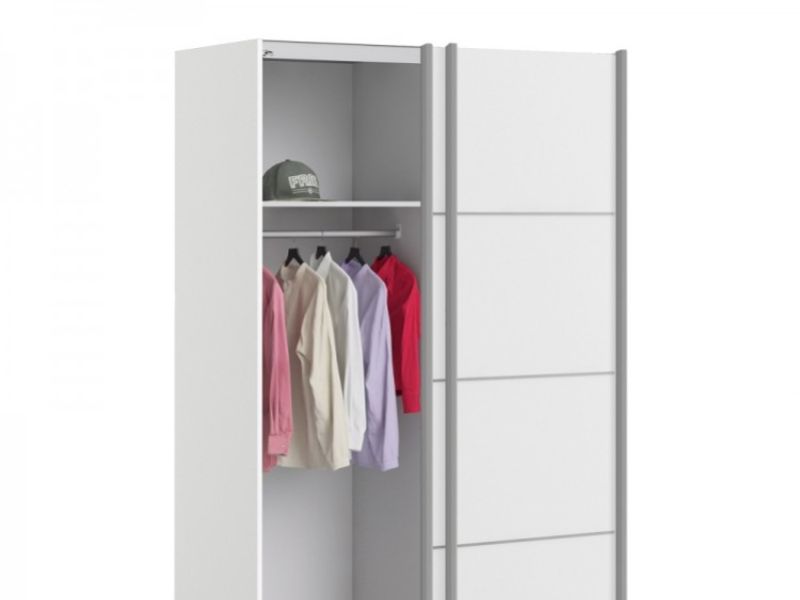 FTG Verona White Sliding Door Wardrobe (120cm 2 x Shelf)