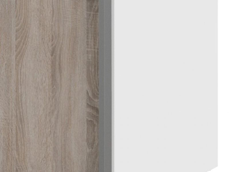 FTG Verona White And Truffle Oak Sliding Door Wardrobe (120cm 5 x Shelf)