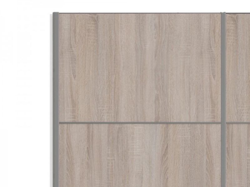 FTG Verona White And Truffle Oak Sliding Door Wardrobe (120cm 2 x Shelf)