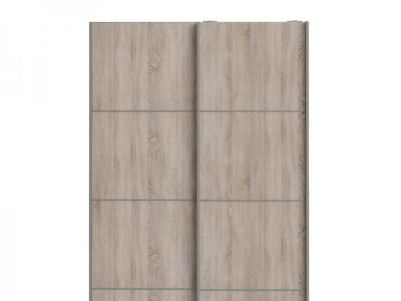 FTG Verona White And Truffle Oak Sliding Door Wardrobe (120cm 2 x Shelf)