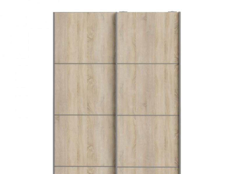 FTG Verona White And Oak Finish Sliding Door Wardrobe (120cm 2 x Shelf)