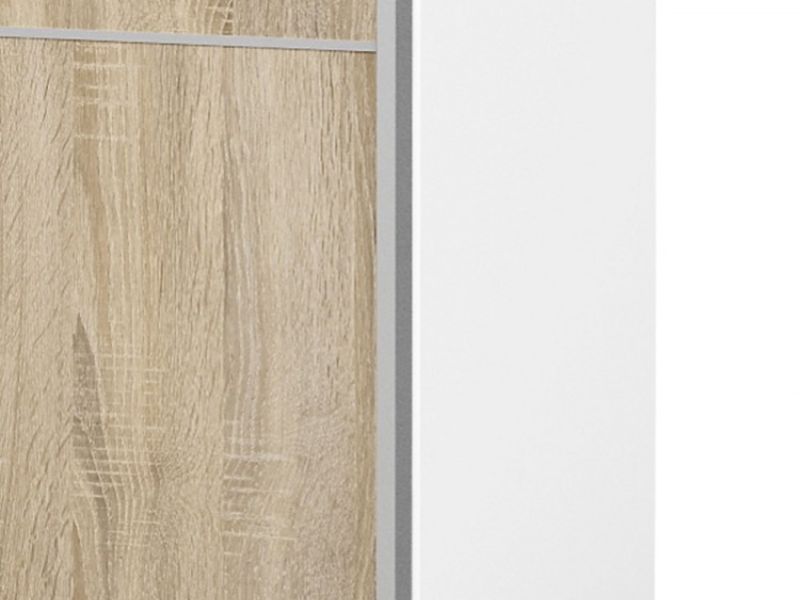 FTG Verona White And Oak Finish Sliding Door Wardrobe (120cm 2 x Shelf)