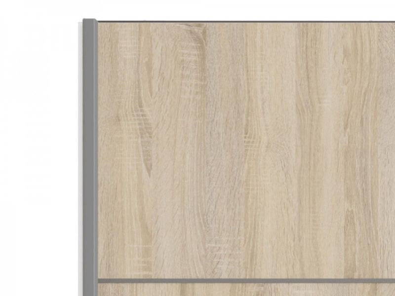 FTG Verona White And Oak Finish Sliding Door Wardrobe (120cm 2 x Shelf)