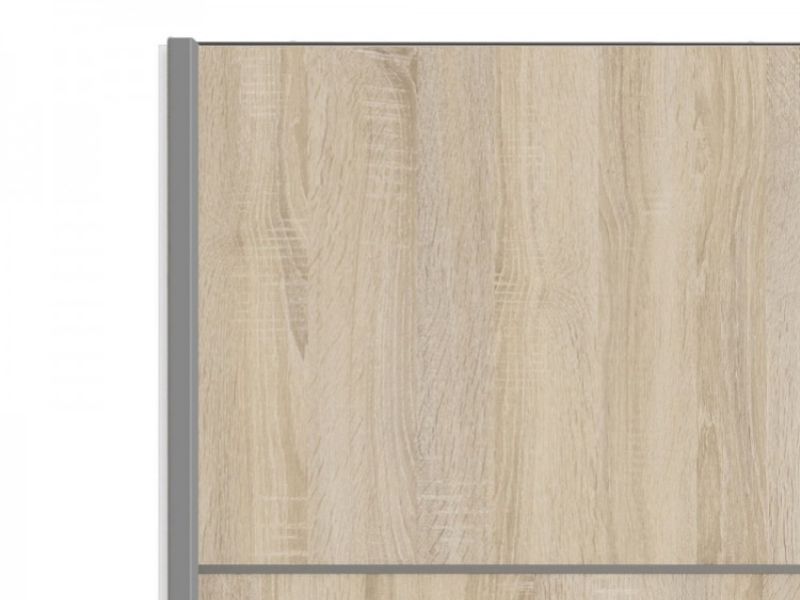 FTG Verona White And Oak Finish Sliding Door Wardrobe (180cm 5 x Shelf)