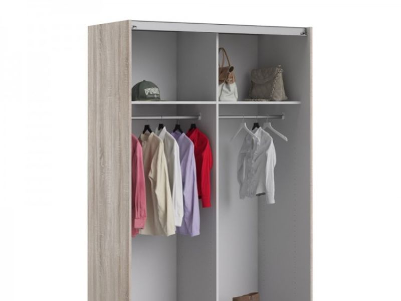 FTG Verona Truffle Oak Finish Sliding Door Wardrobe (120cm 2 x Shelf)