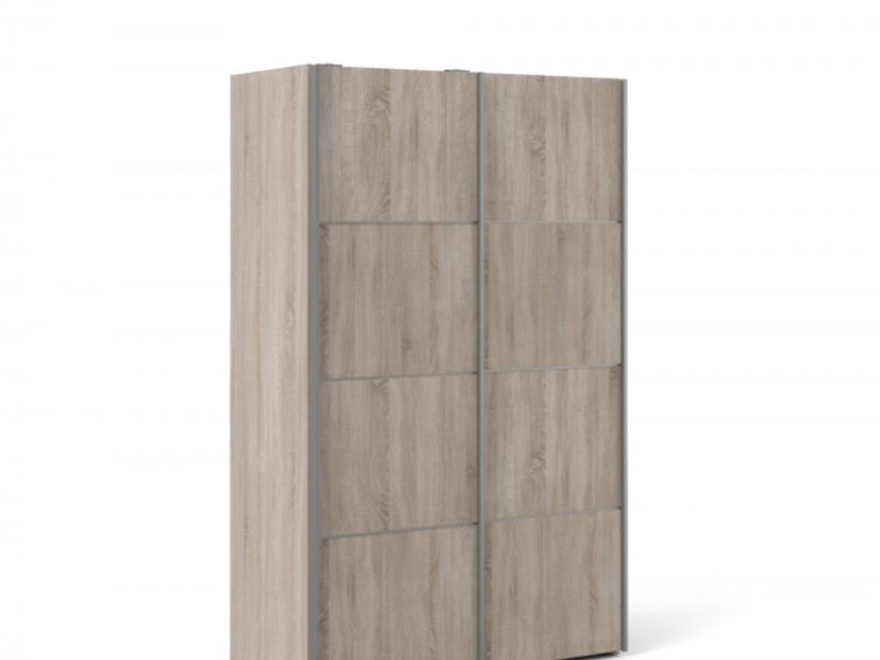 FTG Verona Truffle Oak Finish Sliding Door Wardrobe (120cm 2 x Shelf)