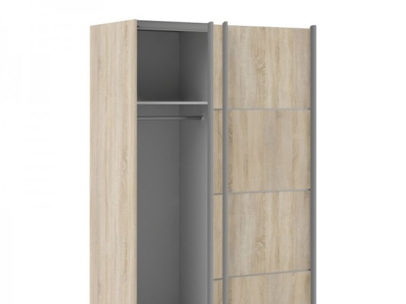 FTG Verona Oak Finish Sliding Door Wardrobe (120cm 5 x Shelf)