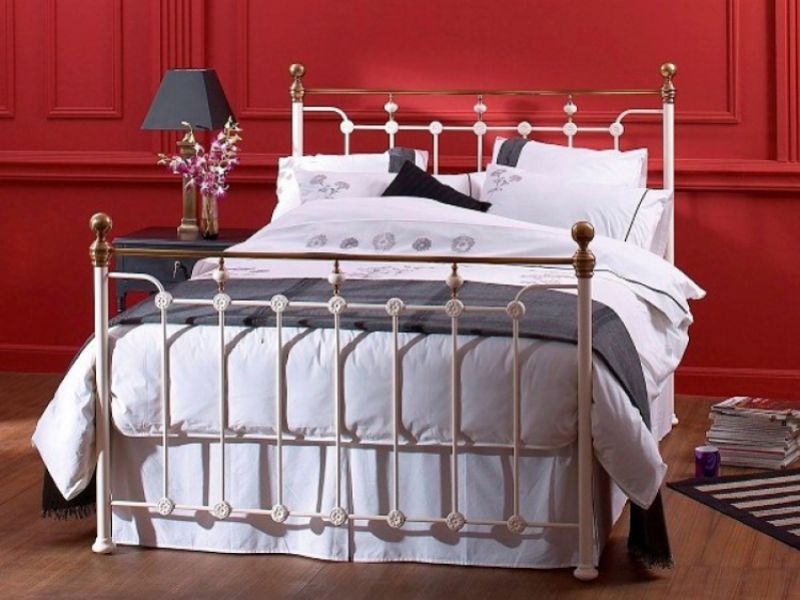 OBC Glenholm 4ft 6 Double Glossy Ivory Metal Headboard
