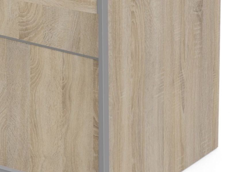 FTG Verona Oak Finish Sliding Door Wardrobe (180cm 5 x Shelf)