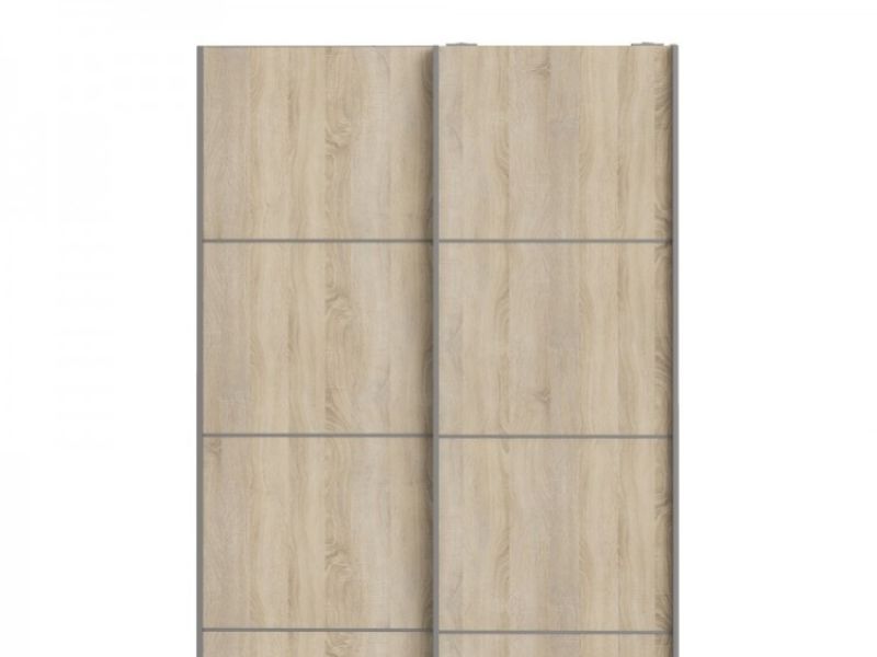 FTG Verona Oak Finish Sliding Door Wardrobe (120cm 5 x Shelf)