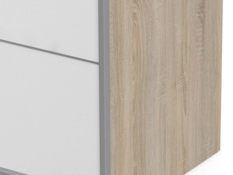 FTG Verona Oak And White Sliding Door Wardrobe (180cm 5 x Shelf)