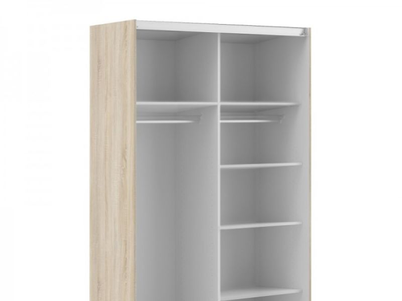 FTG Verona Oak Finish Sliding Door Wardrobe (120cm 5 x Shelf)