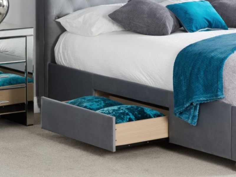 Birlea Marlow 5ft Kingsize Grey Fabric Bed Frame with 2 Drawers