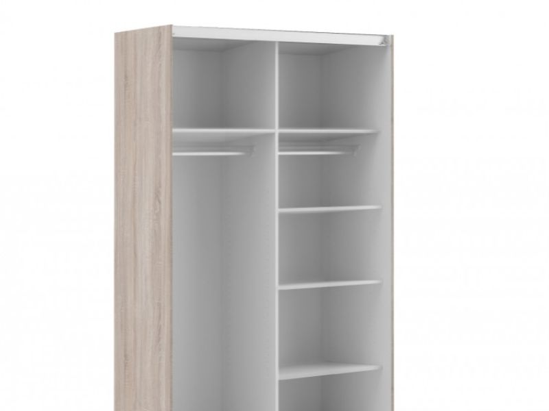 FTG Verona Truffle Oak And White Sliding Door Wardrobe (120cm 5 x Shelf)