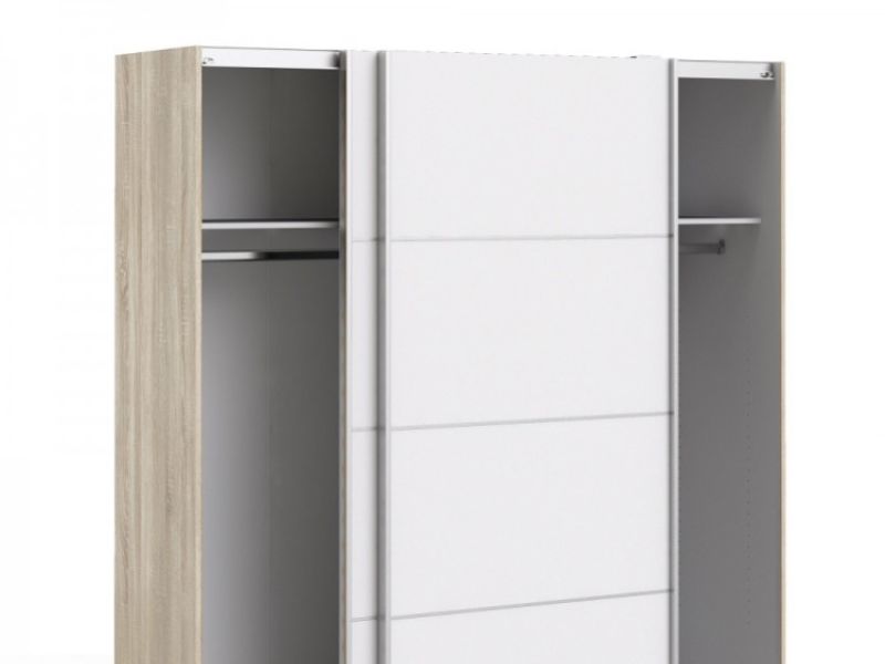 FTG Verona Oak And White Sliding Door Wardrobe (180cm 2 x Shelf)