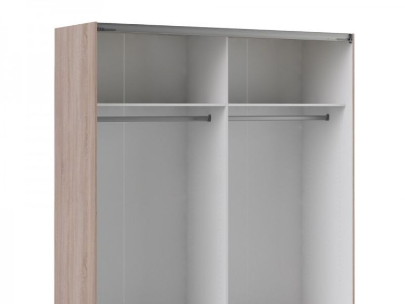 FTG Verona Truffle Oak And White Sliding Door Wardrobe (180cm 2 x Shelf)