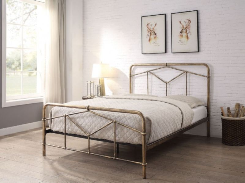 Flintshire Axton 4ft6 Double Metal Bed Frame In Antique Bronze