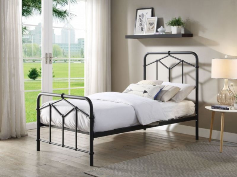 Flintshire Axton 3ft Single Black Metal Bed Frame