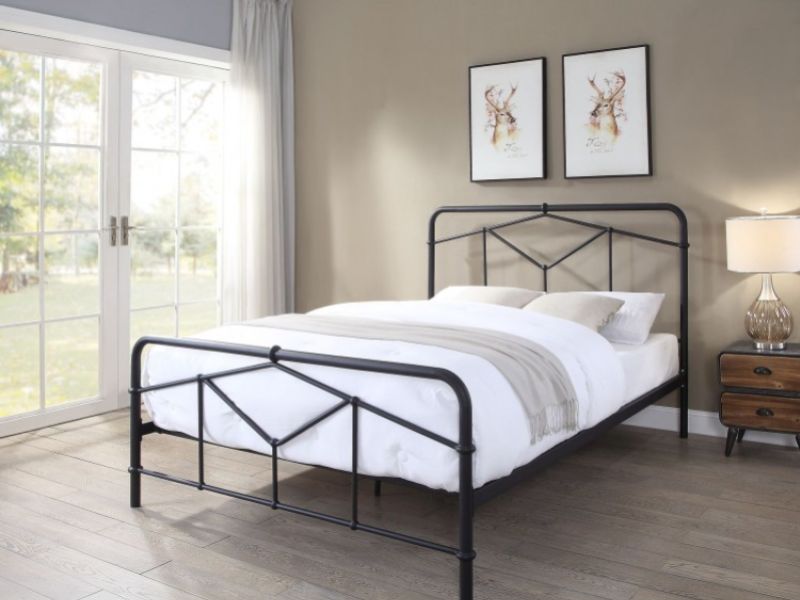 Flintshire Axton 4ft6 Double Black Metal Bed Frame