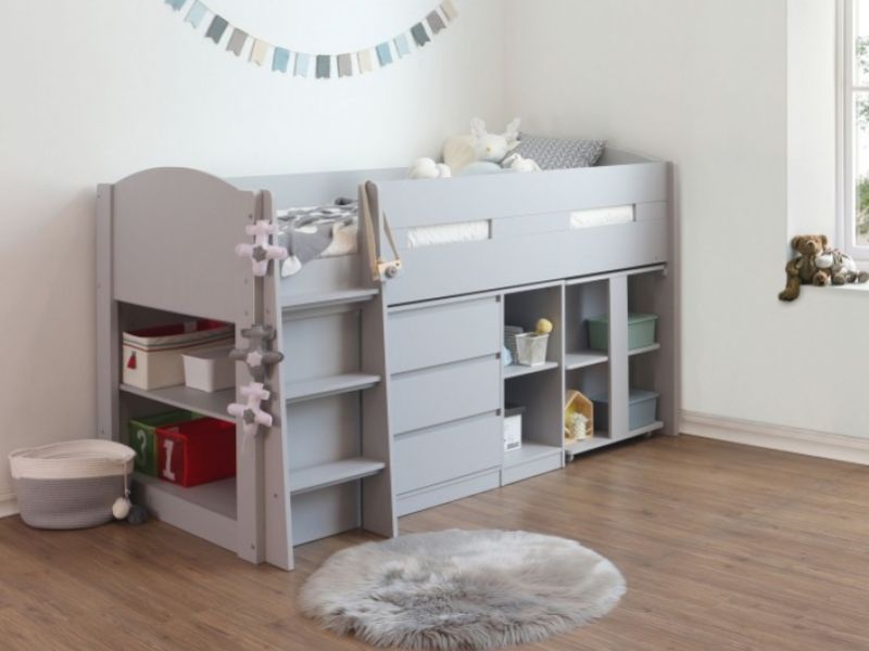 Flintshire Billie Grey Wooden Midsleeper Bed