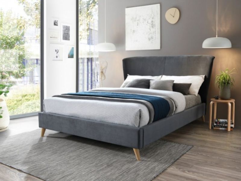 Birlea Rowan 4ft Small Double Grey Velvet Fabric Bed Frame